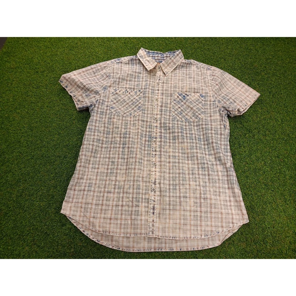 Seven7 Jeans Co. Premium‎ Denim Shirt Mens Large Blue Buffalo Plaid Button Up
